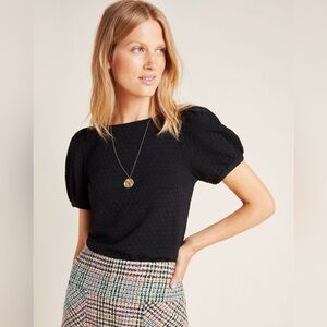 ANTHROPOLOGIE / PORRIDGE Parker Puff-Sleeve Top - Black - Sz XS